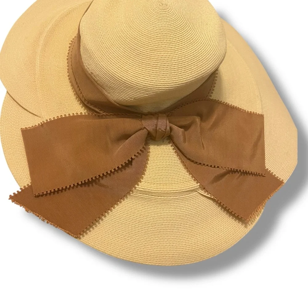 Vintage Stix, Baer & Fuller French Room Wide Brim Raffia Straw Hat - Picture 4 of 8